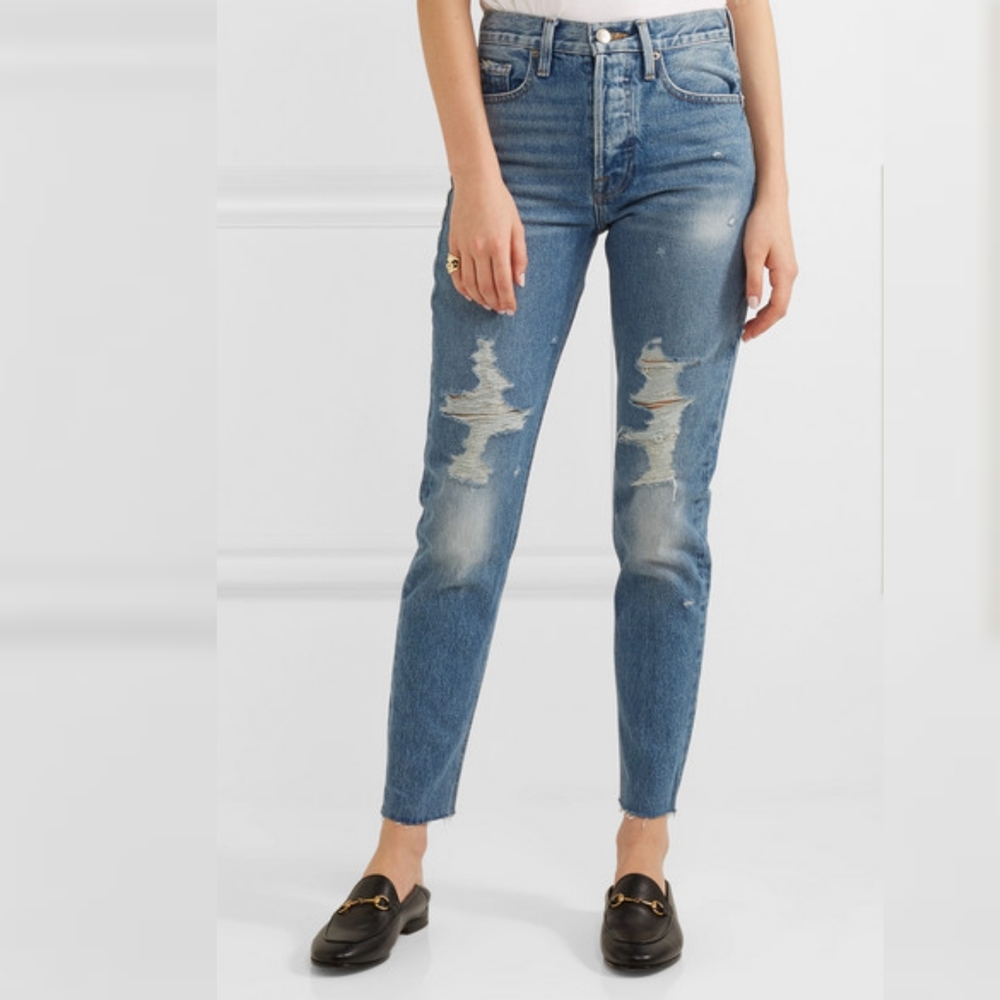 FRAME Rigid Re-Release Distress Jeans